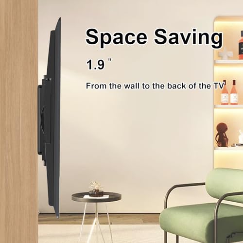 Image of TV Wall Bracket for Most 26-65 inch TVs, Ultra Slim Tilt TV Bracket with max VESA 400x400mm for Flat Curved TVs up to 50kg, 32 40 42 43 50 55 60 inch Sturdy Universal TV Mount