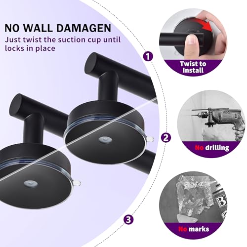 JOMOLA Suction Cup Toilet Paper Holder Bathroom Tissue Paper Stainless Steel Holder Toilet Paper Roll Dispenser Matte Black,2 PCS by JOMOLA - Used condition - Image 6