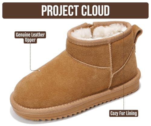 Image of Project Cloud Girls 100% Genuine Leather Non Slip Fur Lined Ankle Boots