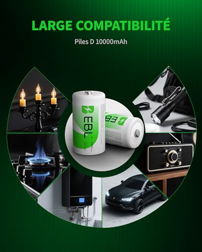 Piles Rechargeables D LR20 Ni-MH 1,2V Batterie Accumulateur Baby D Lot 4 - 5