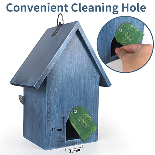 Birdhouse,Nesting Boxes For Birds, Rustic Wooden Flower Nesting Box For Birds For Outdoors, Hanging Bridal House For Garden Decoration, Blue #TOP4