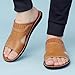 SIYAKE Men'S Round Open Toe Flat Slide Sandals Fashion Slip On Comfortable Softsole Slippers Casual Summer Outdoor Anti-Slip Lightweight Walking Beach Sandals (Brown,10)