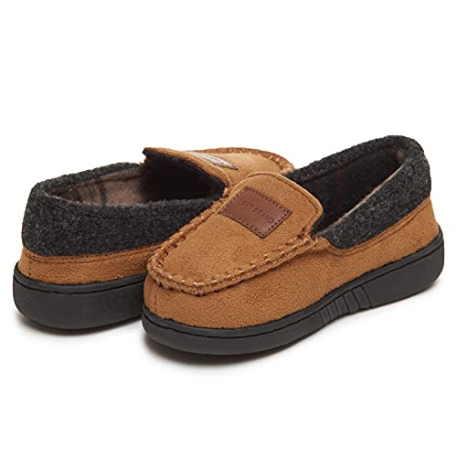 Lucky Brand Boy's Micro-Suede Moccasin Loafer Slippers With Plaid Lining #TOP2