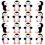 Skylety 8 Pcs 4 Inch Mini Penguin Stuffed Animal Bulk Penguin Plush Keychains for Birthday Xmas Party Favor Gifts (Black)