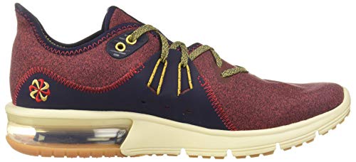 Image of Nike Men Air Max Sequent 3 PRM VST Red Crush /Wheat Gold-Blackened Blue Running Shoes-6 UK (40 EU) (7 US) (AR0253-600)