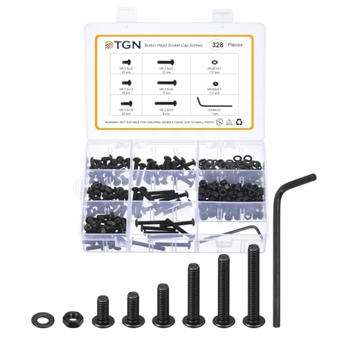 DTGN 328Pz M5-0.8x10/12/16/25/30/35mm Viti A Testa Svasata Con Innesto Esagonale - Set Bulloni Dadi Rondelle In Acciaio Al Carbonio & Chiave - Ideale Per Bici Da Strada, Auto