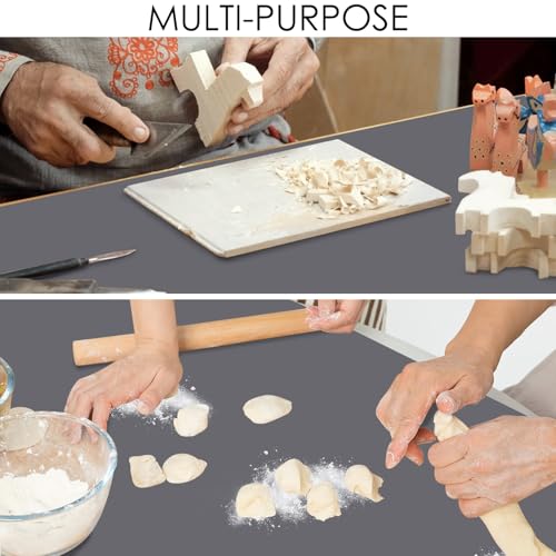 Extra Large Silicone Mat for Kitchen Counter, 31.5x17 Inch Heat Resistant Mat Countertop Protector, Non-Stick and Thick Silicone Pad Silicone Baking Mat for Dough and Pastry, Dark Gray by QPIX DIGITAL - Image 4