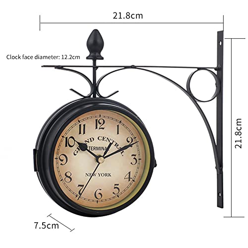 Horloge murale double face 21.8cm suspendue avec double cadran vintage - 7