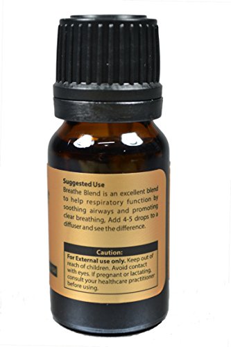 Breathe Essential Oil Blend 10ml - Natural Pure Undiluted Therapeutic Grade for Aromatherapy, Scents & Diffuser - Sinus Relief, Congestion, Cold, Cough, Headache, Respiratory Problems