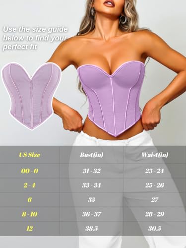 Image of ChiaoLezhee Heart Corset Top For Women, Sexy Concert Outfits Going Out, Strapless Crop Top, Overbust Bustier