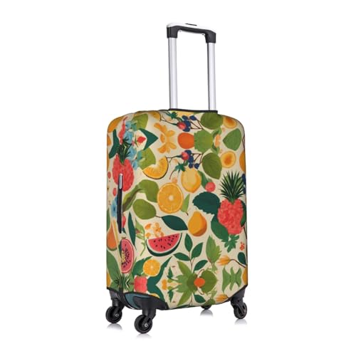 Housse de valise blanche extensible motif feuilles tropicales taille Small
