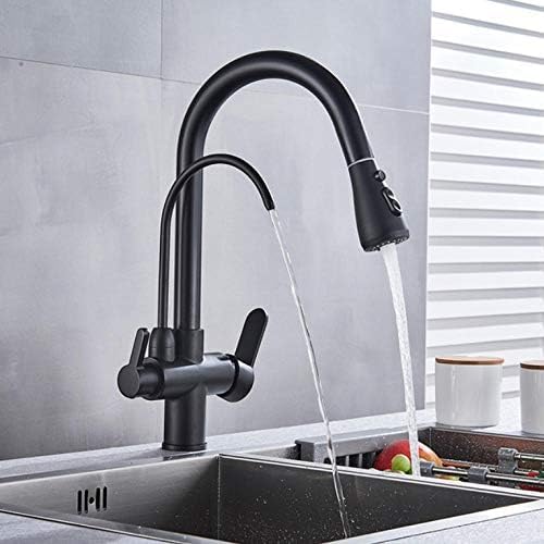 Water Filter Taps Kitchen Faucets Double Handle Deck Mounted Mixer Tap 360 Degree Rotation Water Purification Feature Crane