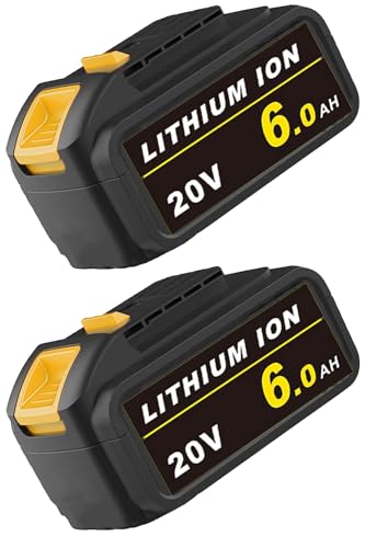 ikeborm 2PCS 6.0Ah 20V Battery DCB205 Replacement for Dewalt 20V Lithium Ion Battery DCB203 DCB204 DCB205 Series with LED Indicator Light Suitable for Orbital Sander DCW210B