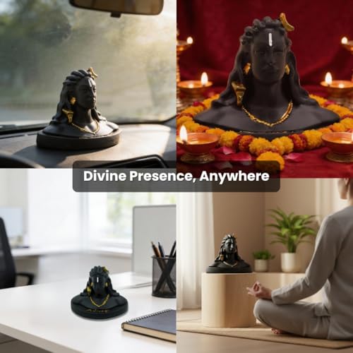 Image of VAMA Siddh Adiyogi Statue for Car Dashboard - 5 Inch, Resin Lord Shiva Idol for Car Dashboard | Shiv Murti | Mahadev Murti | Lord Shiva Idols for Home, Mandir and Office Desk