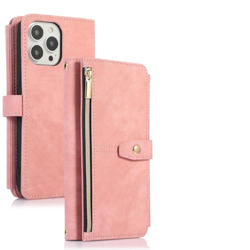 Étui iPhone 16 Pro rose clapet aimanté protection intégrale portefeuille cuir