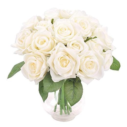 Famibay Flores Artificiales Rosas Blancas Ramo de Novida para Boda Nupcial Partido Hogar de la Decoración