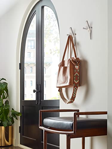 Image of Amerock Kodiak Triple Prong Satin Nickel Wall-Mounted Hook