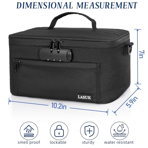 Smell Proof Bag with Lock - Smell Odor Proof Pouch Case with Easy Grip Handle and Clapboard- for Travel Stash Storage - Large - Black4