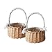 ASSR 2PCS Woven Storage Basket w/Handle and Ribbon,Wedding Flower Girl Baskets,Wicker Rattan Flower Basket for Home Garden Decor -A1