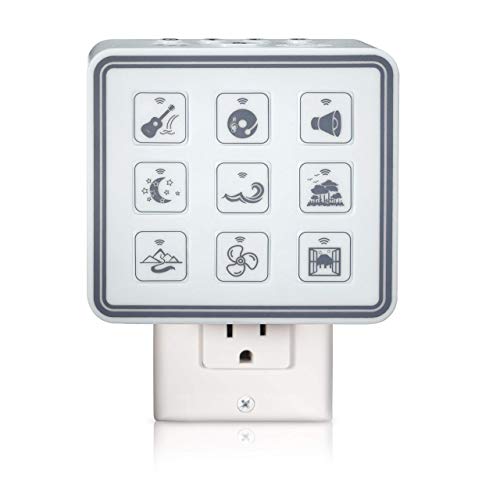 Plug in White Noise Sound Machine with Adjustable Kids Night Light for Sleeping, 9 Non-Looping Sounds, Timer, Volume Control & Headphone Jack | Portable Noise Maker for Adults & Baby, Home, Office