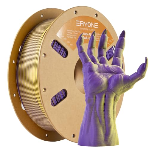 Image of ERYONE Matte Dual Color 3D Printer PLA Filament 1.75 + /- 0.03mm, Matte Bicolor Filament PLA 1KG(2.2LBS) Spool, Yellow Purple