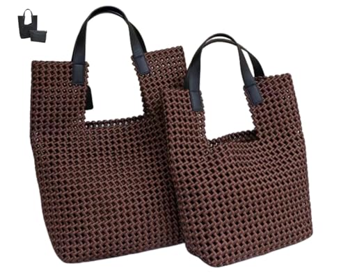 Bolso Tote tejido de satén para mujer grande miniatura 1