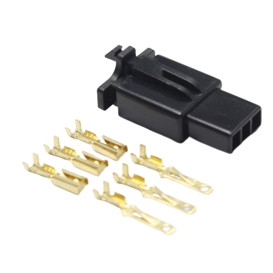 Lot de 10 connecteurs de Fils électriques 2,8 mm 3 Broches for Voiture, Noirs, avec bornes for vélo électrique, Automobile, Moto, etc