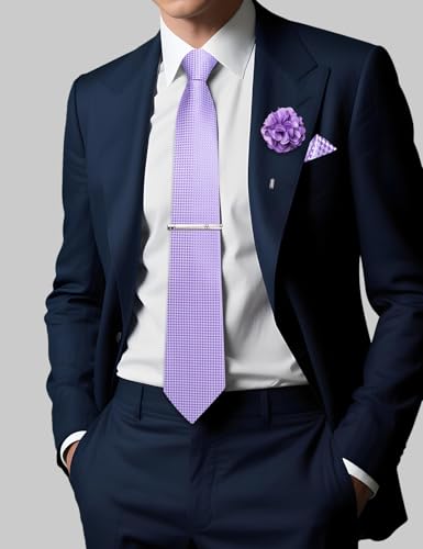 Image of DiBanGu Silk Pre-tied Ties for Men Formal Adjustable Necktie Set | 6PCS,Zipper Tie,Pocket Square,Cufflinks,Tie Clip & Lapel Pin,Wrinkle-Resistant,Premium Gift Box,Formal Business Wedding Party