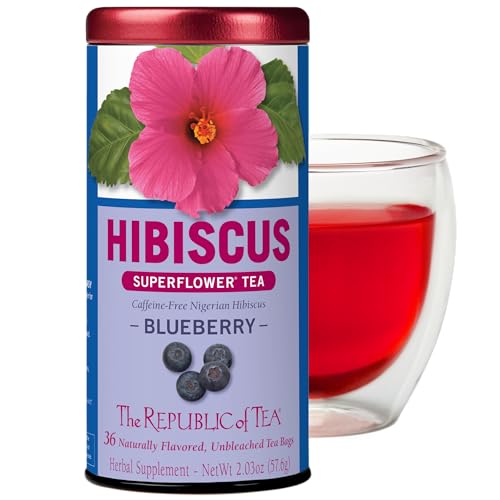 The Republic of Tea, Hibiscus Blueberry Superflower Herbal Tea, 36 Tea Bag Tin
