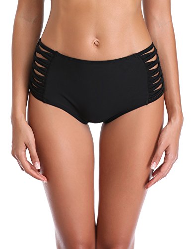 RELLECIGA Women's Strappy High Waisted Bikini Bottom Full Coverage Swim Briefs2