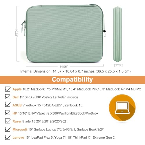 Image of MOCA EVA Hard Laptop Sleeve for 14 inch - 15 inch Laptop MacBook Air 15, HP 15s, Dell Inspiron 15, ASUS Vivobook 15 | Tailored Fit 14.5x10.2 Inch Internal Shockproof Cover (Sage Green)