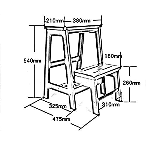 Taburete escalera plegable de madera maciza con 2 peldaños para el hogar 3