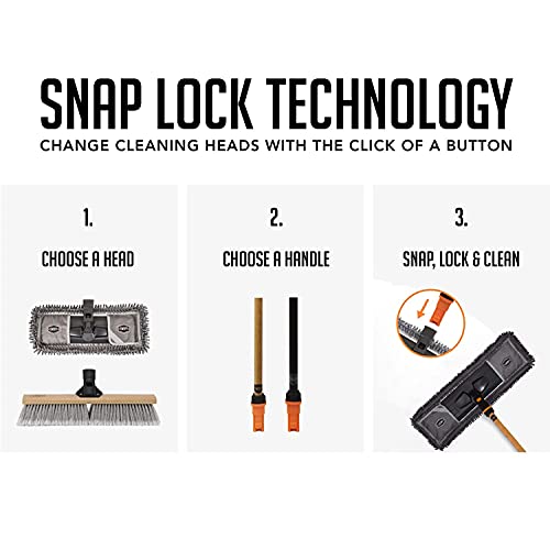 Swopt Premium Multi-Surface Angle Broom, Cotton Mop + 48” & 60" Eva Foam Comfort Grip Wooden Handles, Combo — Cleaning Heads With Long Handles Interchangeable With All Swopt Cleaning Products #TOP5