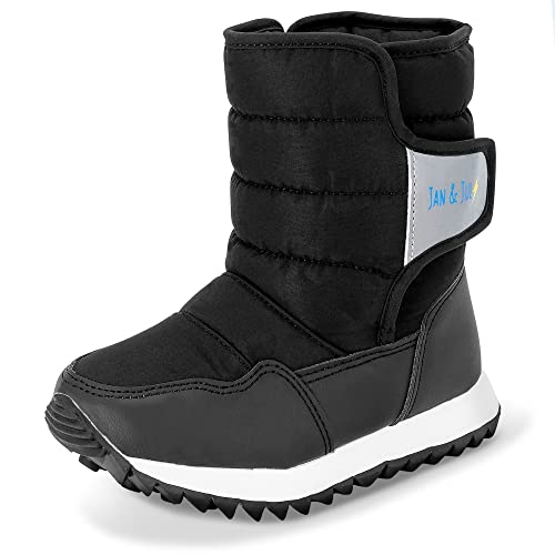 JAN & JUL Toddlers Unisex Lightweight Mid Calf Insulated Snow Boots (Black, US Size 6.5)