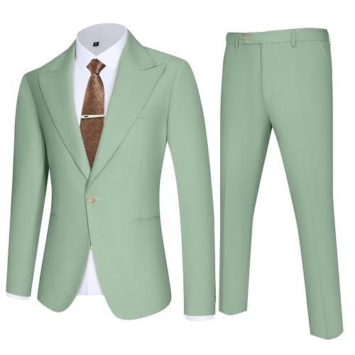 Mens Suit 2 Piece Slim Fit Suits for Men Peak Lapel 1 Button Suit Formal Wedding Prom Groom Blazer Pant Tuxedo2