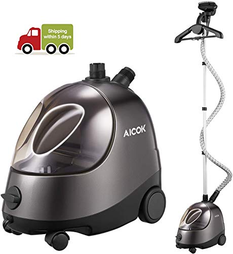 AICOK Steamer for Clothes, Large Transparent Water Tank, Drain Design Standing Steamer, Professional