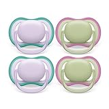 Philips Avent Ultra Air Pacifier - 4 x Light, Breathable Baby Pacifiers for Babies Aged 0-6 Months, BPA Free with Sterilizer Carry Case, SCF085/50