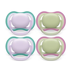 Philips Avent Ultra Air Pacifier – 4 x Light, Breathable Baby Pacifiers for Babies Aged 0-6 Months, BPA Free with Sterilizer Carry Case, SCF085/50