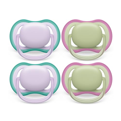 Philips Avent Ultra Air Pacifier – 4 x Light, Breathable Baby Pacifiers for Babies Aged 0-6 Months, BPA Free with Sterilizer Carry Case, SCF085/50