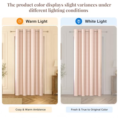 Image of HOKIPO Royal Blend Eyelet Curtain 7 Feet Long Single Panel, Blush Pink