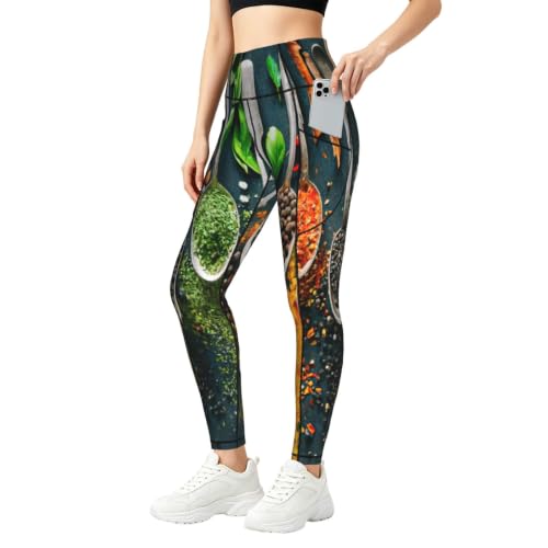 Pantalones de yoga holgados para mujer con estampado de especias y diseño largo