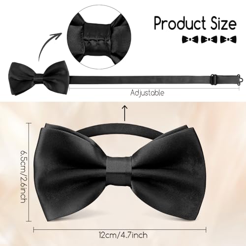 Image of Bow Ties for Men,Mens Bow Tie,Black Ties for Men,Black Tie Adjustable Solid Color Pre-tied for Boy Party Wedding