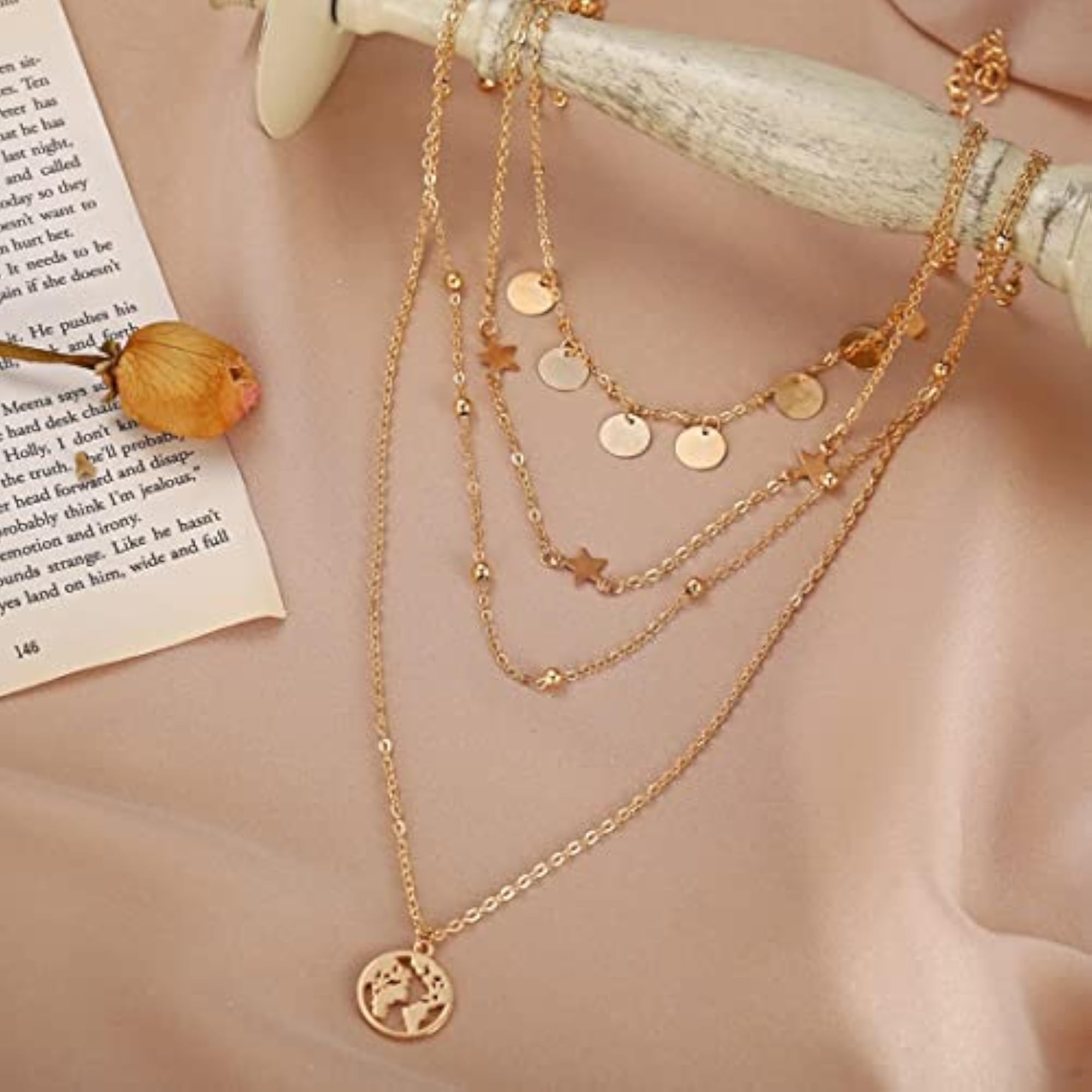 Layered Necklace Set-2 Silver-Plated