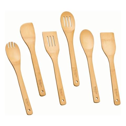 Berkvee Bamboo Kitchen Utensils 6-Piece Set - Premium Non-Scratch Wooden Spoons and Spatulas for Everyday Cooking Cover