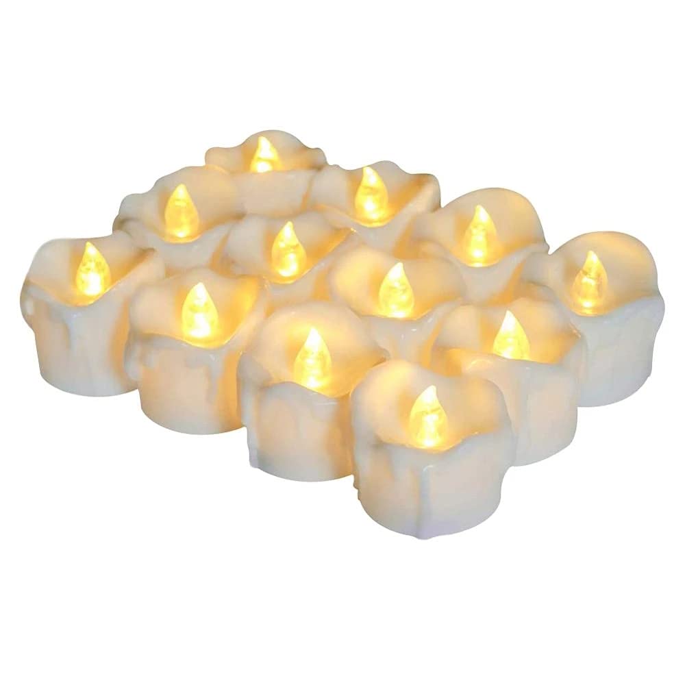 Velas de té que funcionan con pilas con temporizador (6 horas encendidas y 18 horas de apagado), 12 luces LED de sincronización sin llama, velas votivas eléctricas en blanco cálido