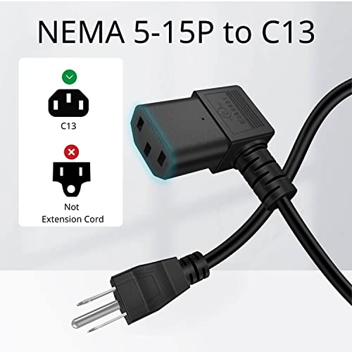 TNP Universal 90 Degree Power Cord NEMA 5-15P to IEC320 C13 Power Cord UL 15A 125V 18AWG Right Angle Computer Power Cable Heavy Duty NEMA to IEC Cable Plug for TV, PC, Computer, Printer (15 Ft, Black) - image 4