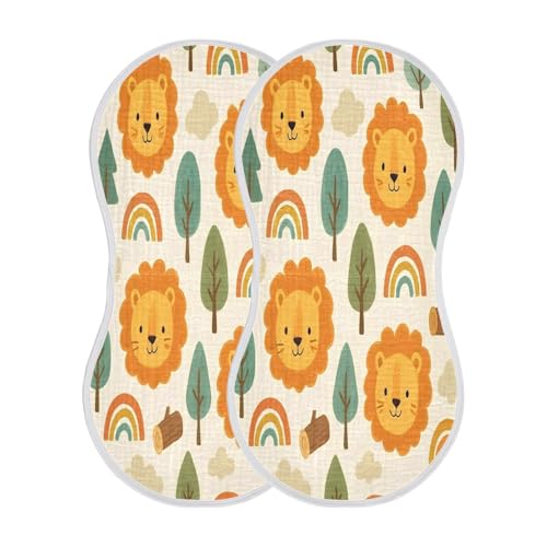 4 Pack Cartoon Lion Muslin Burp Cloths Cotton Absorbent Baby Burping Rags for Boys Girls Soft Newborn Burp Bibs, 22 x 11 Inch2
