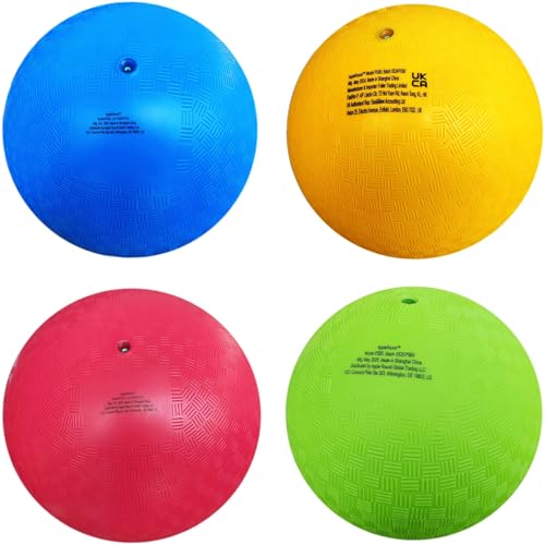 AppleRound 8.5-inch Dodgeball Playground Balls, Pack of 4 Balls with 1 Pump, Official Size for Dodge