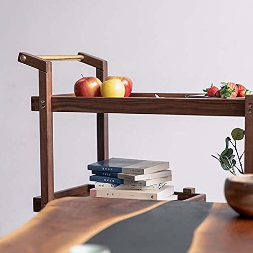 Image of Solid Sheesham Wooden Storage Trolley with Wheels - Multi-Functional Spice Rack, Coffee & Serving Table, Tea Cart, and Wine Trolley
