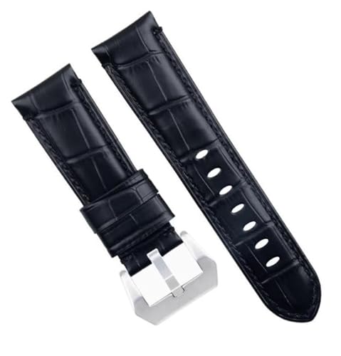 Bracelet montre cuir véritable noir 22mm de qualité supérieure style Breitling